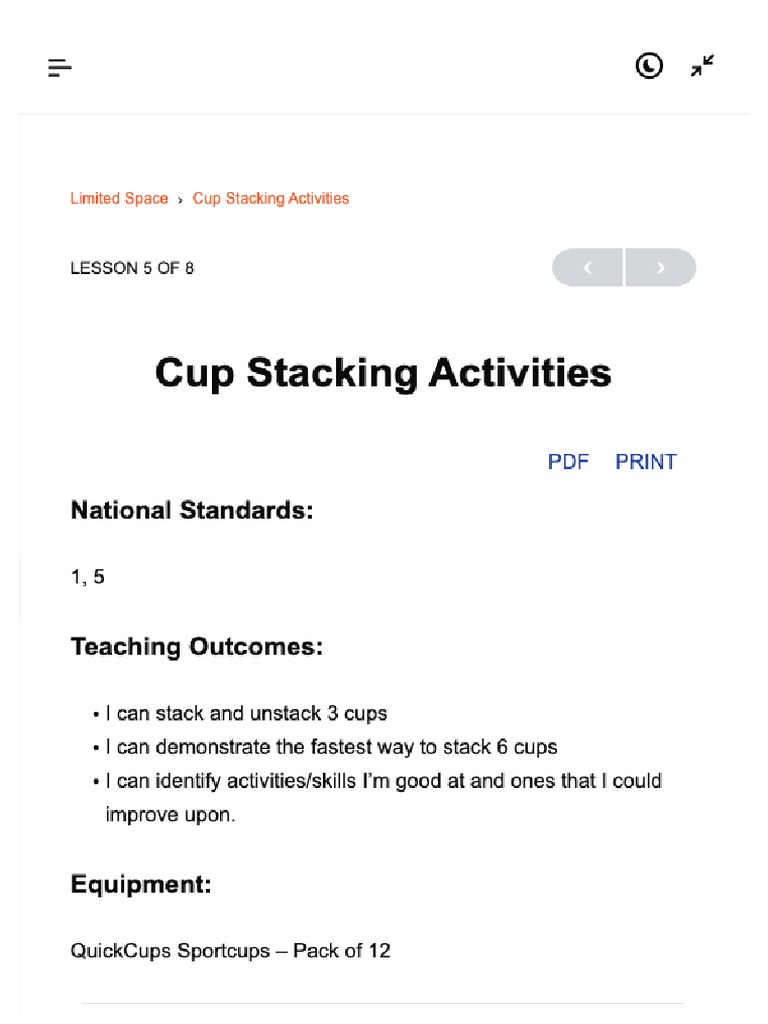 Cup Stacking Activities | PDF