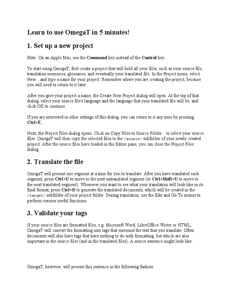 Learn To Use OmegaT in 5 Minutes | PDF | Computer Science | Application ...