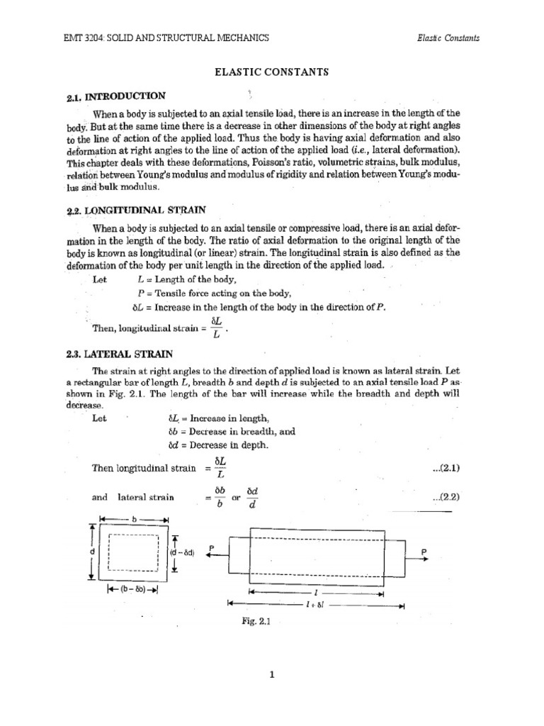 Elastic Constants in Solid Mechanics | PDF | Technology & Engineering