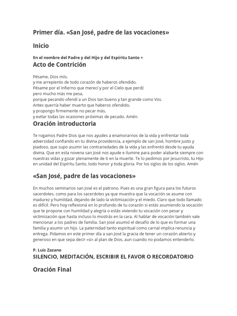 Novena A San Jose Dormido | PDF | Oración | María, madre de Jesús