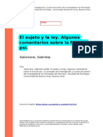 Salomone, Gabriela (2008) - El Sujeto y La Ley. Algunos Comentarios Sobre La Funcion Psi