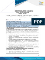 Guía de actividades y rúbrica de evaluación - Unidad 2 - Tarea 2 - Límites y continuidad