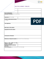 Analytical Summary Template