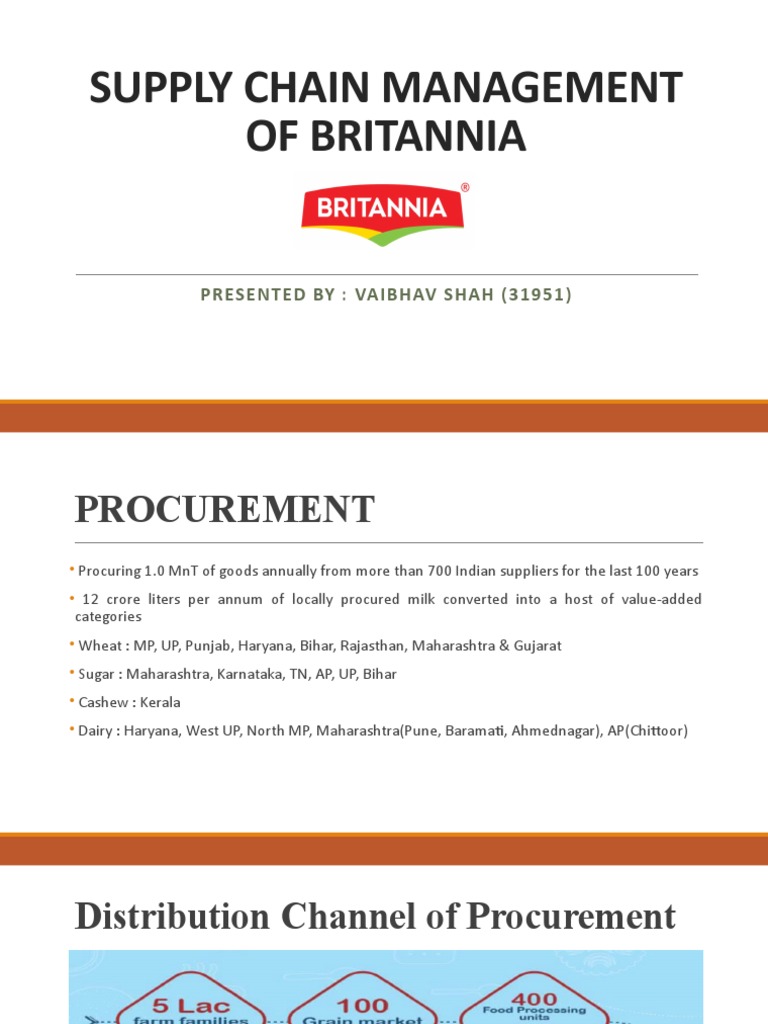 Supply Chain Management of Britannia Presented By Vaibhav Shah (31951