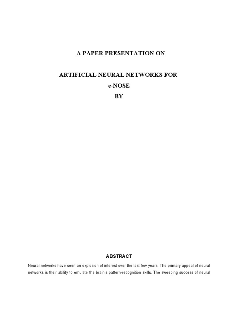 Neural Networks in Electronic Noses | PDF | Artificial Neural Network ...