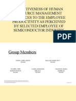 Effectiveness of Human Resource Management Practices To The Employee Productivity As Perceived by Selected Employee of Semiconductor Industry