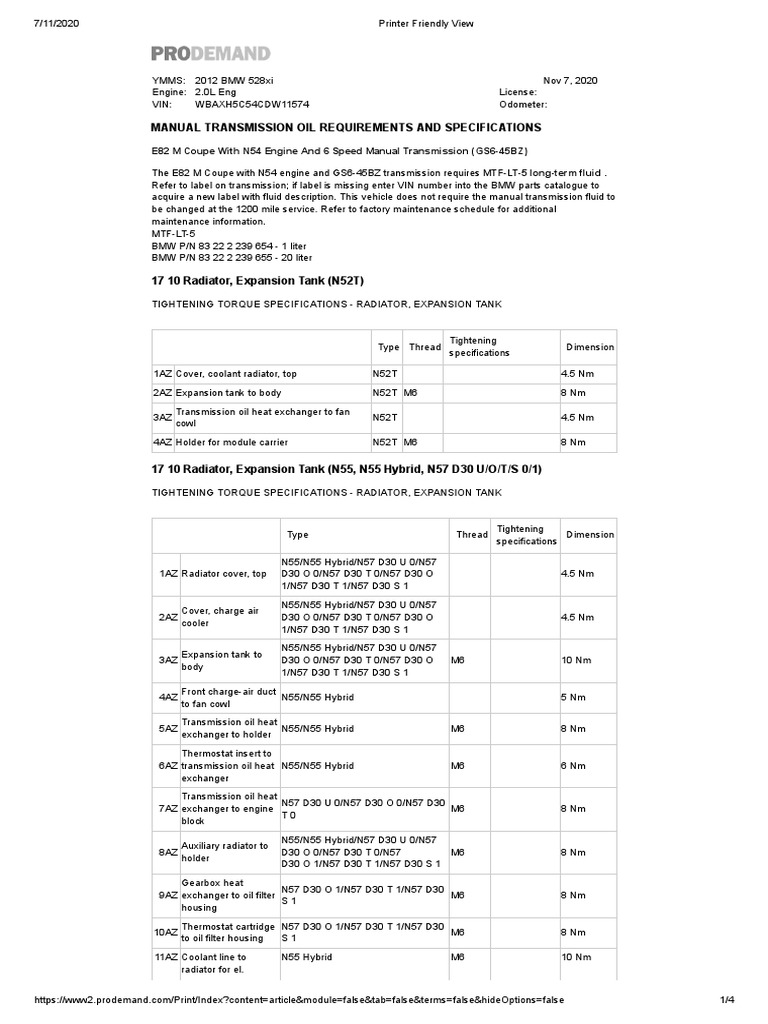 Manual Transmission Oil Requirements and Specifications PDF