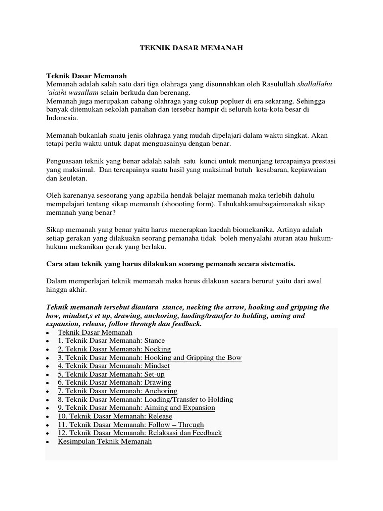 Ekskul Panahan TEKNIK DASAR MEMANAH PDF