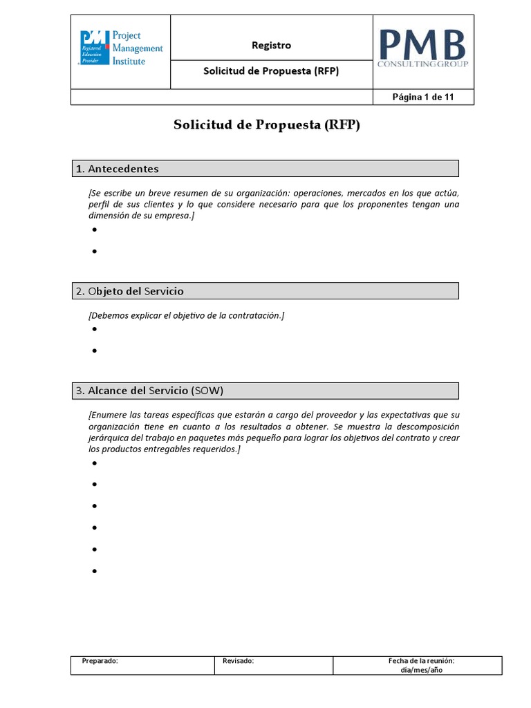 Plantilla RFP - v2 Rev1 | PDF | Business | Informática y tecnología de ...