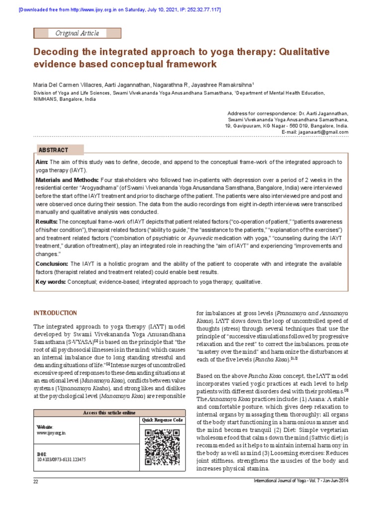 Integrated Approach of YOga - Qualitative Evidence IJOY | PDF ...