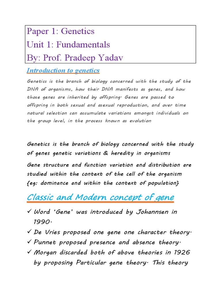 Fundamentals of Genetics | Download Free PDF | Dominance (Genetics) | Gene