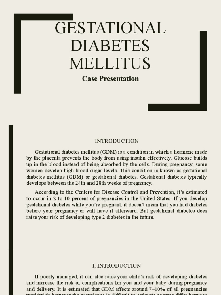 Gestational Diabetes Mellitus: Case Presentation | PDF | Gestational ...