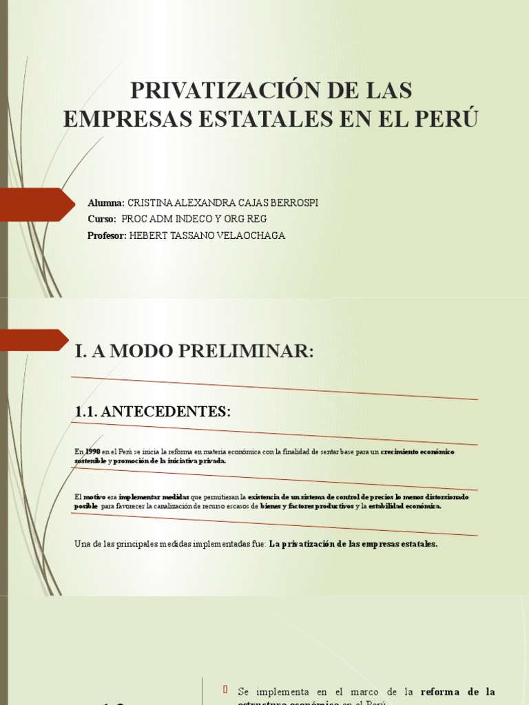 Impacto de Las Privatizaciones en El Perú | PDF | Privatización | Perú