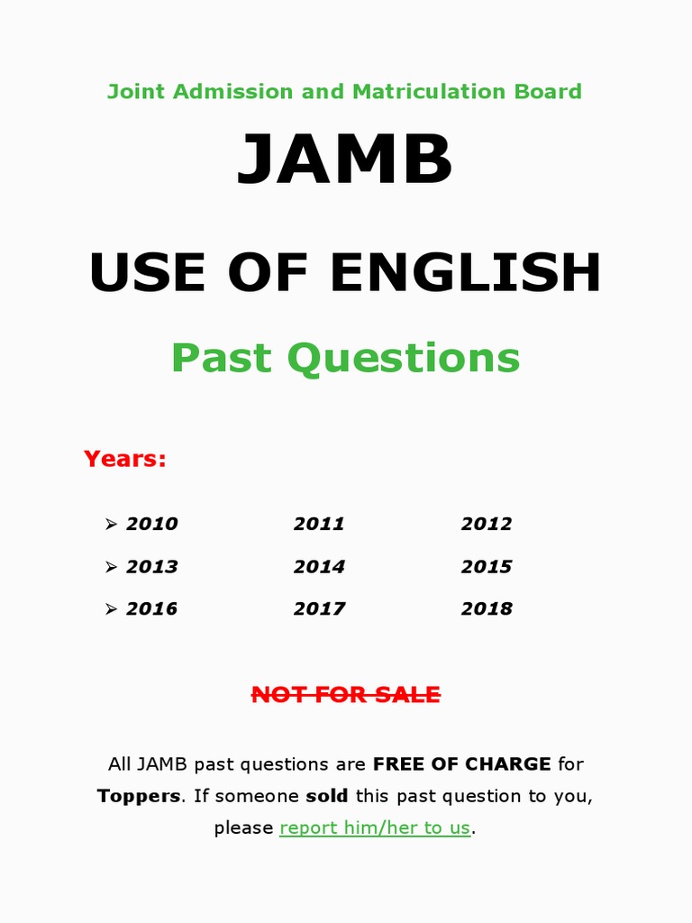 Jamb Use of English Past Questions PDF Stress (Biology) Corruption
