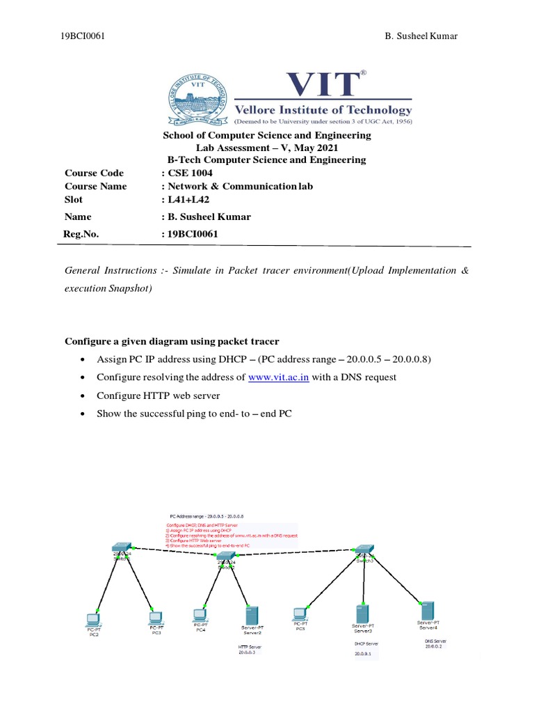 General Instructions:-Simulate in Packet Tracer Environment (Upload ...