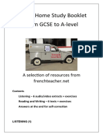 French Home Study Booklet From GCSE To A-Level