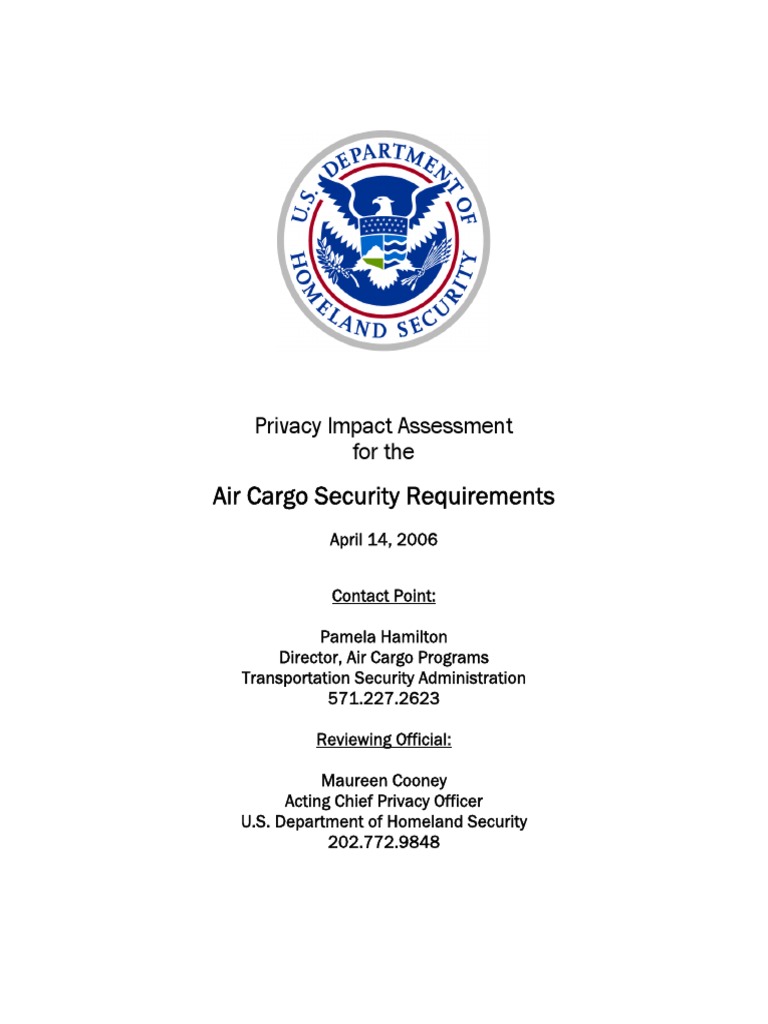 Air Cargo Security Requirements Privacy Impact Assessment For The