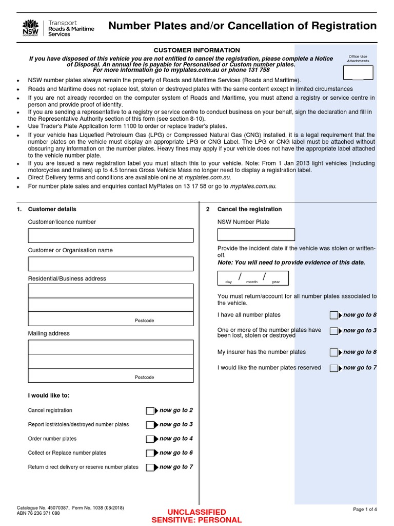 Number Plates and Registration Cancellation Form | PDF | Vehicle ...