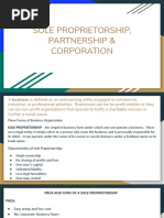 Sole Proprietorship, Partnership & Corporation