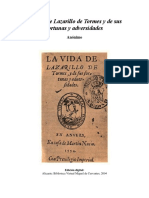 [Anónimo] La vida de Lazarillo de Tormes y de sus fortunas y adversidades -Edición digital Biblioteca Cervantes Virtual-