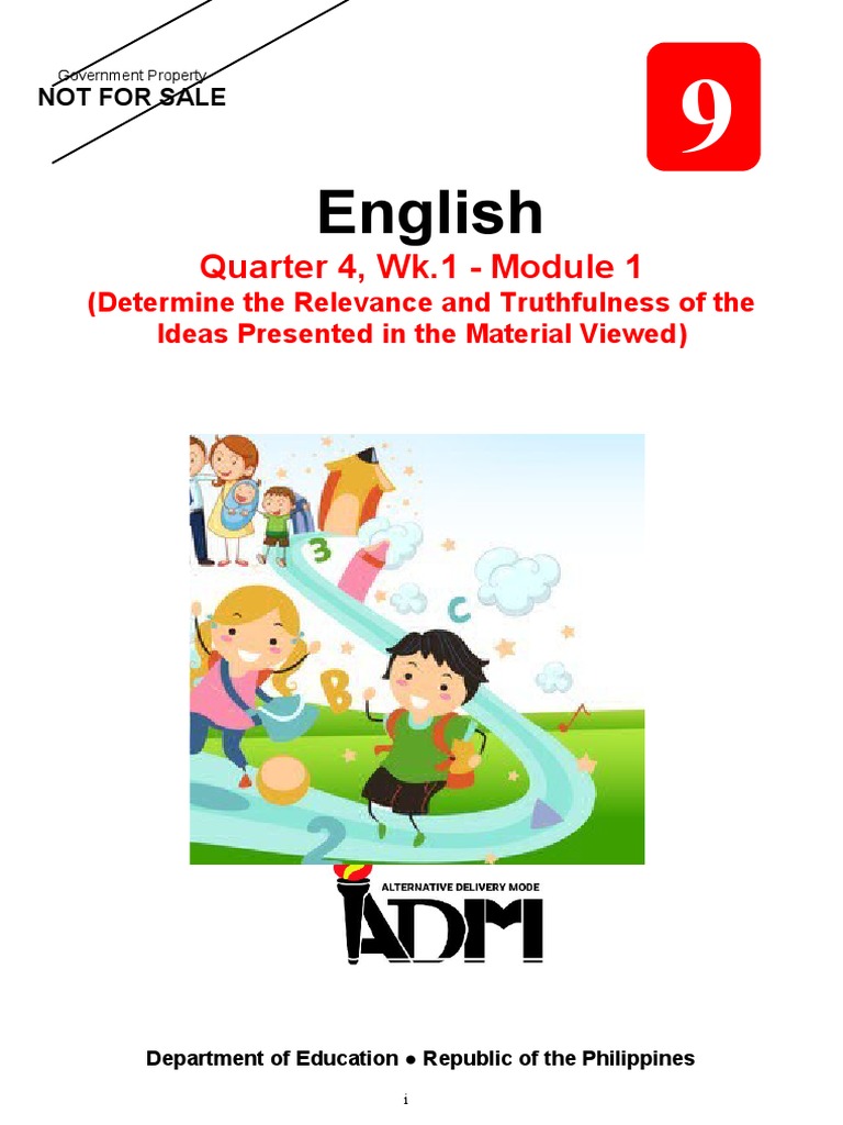 English: Quarter 4, Wk.1 - Module 1 | PDF | Idea | Bias