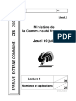 Evaluation Certificative - CEB - 2008 - Epreuve - Version Stantard (Ressource 9764)