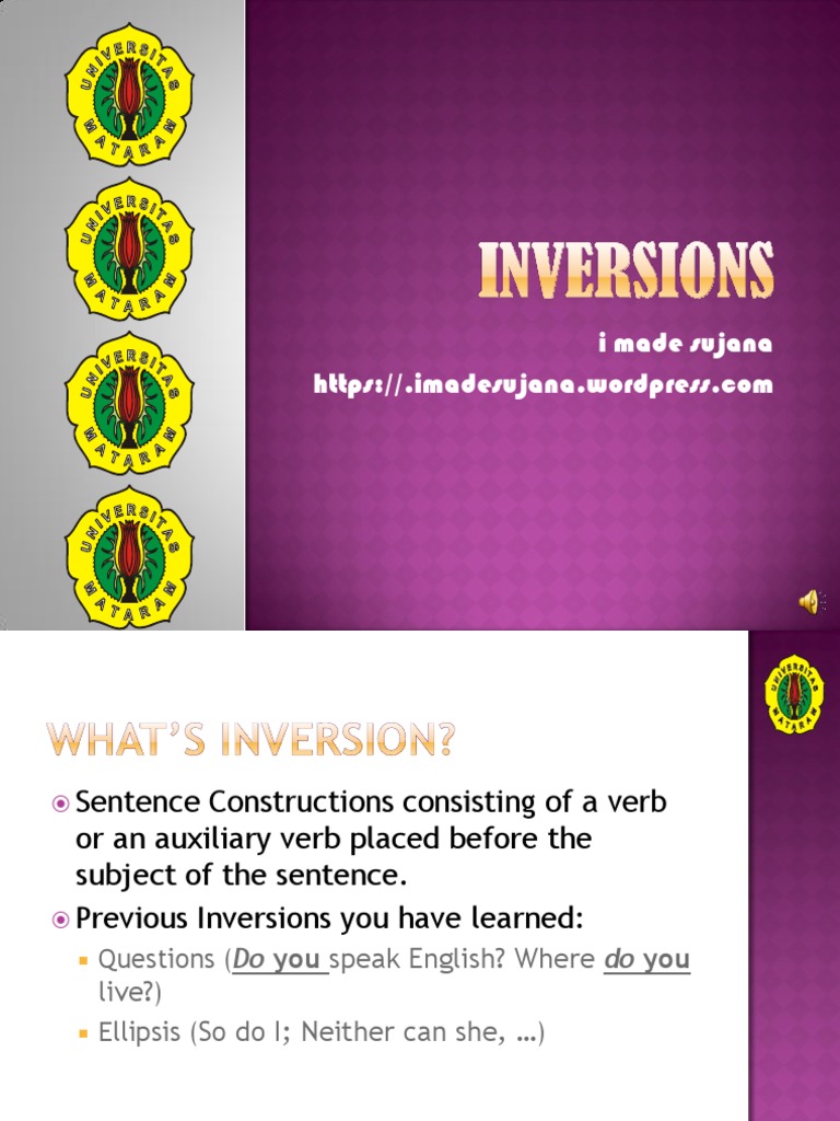 Eg 3 Unit 1 Inversions PDF | PDF | Verb | Subject (Grammar)