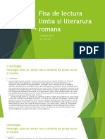 Fisa de Lectura Limba Si Literarura Romana