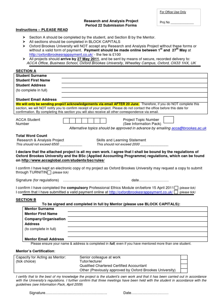 OBU Research Project Submission Guide | PDF | Business