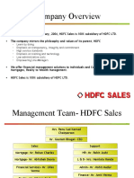 Company Overview: Incorporated On 23 January, 2004, HDFC Sales Is 100% Subsidiary of HDFC LTD