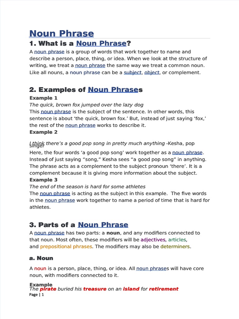 Understanding Noun Phrases Explained | PDF | Phrase | Noun