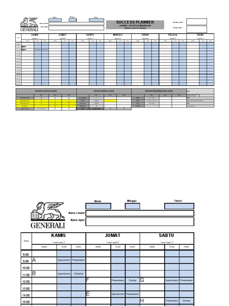 Success Planner: Kamis Jumat Sabtu Minggu Senin Selasa Rabu | PDF
