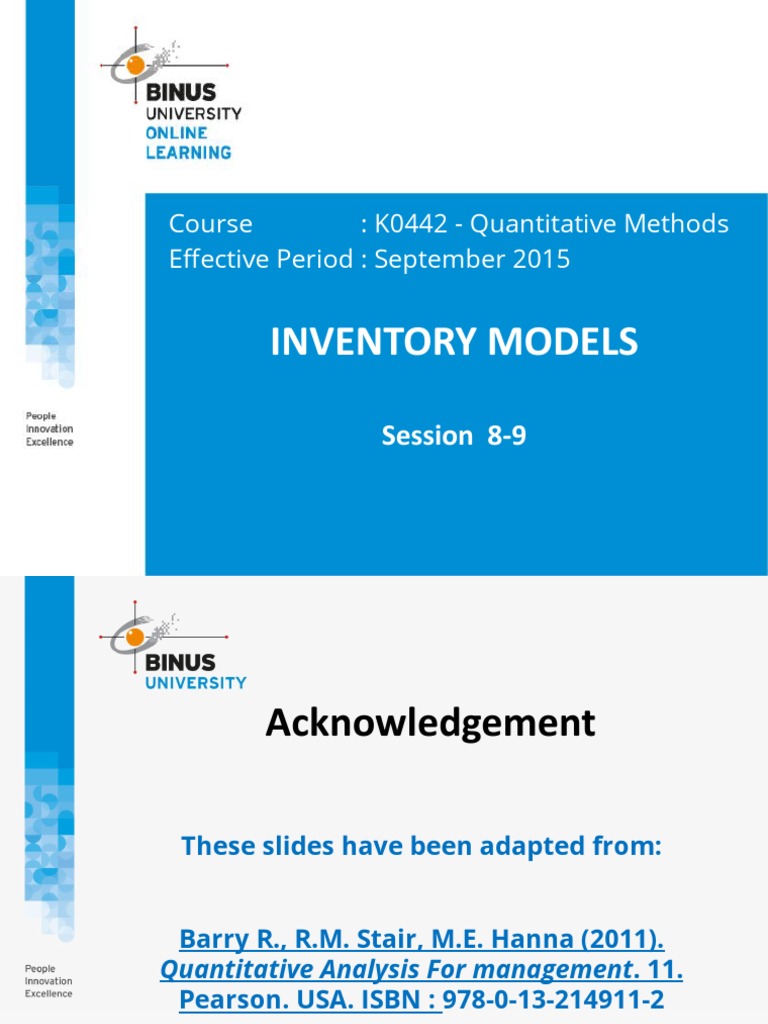 Inventory Control and EOQ Models | PDF | Business Process Management ...
