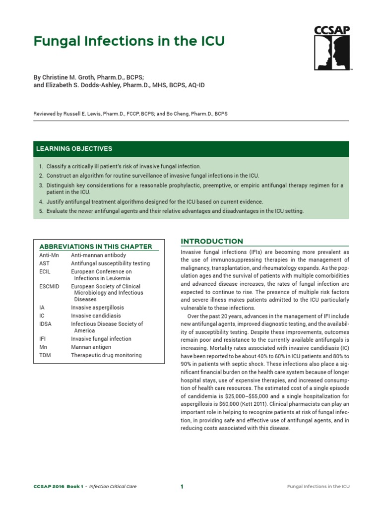 ICU Fungal Infections Overview | PDF | Candida (Fungus) | Antimicrobial ...