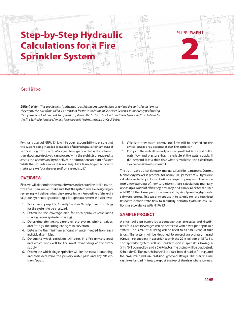 Step by Step Hydraulic Calculation PDF Fire Sprinkler System Area