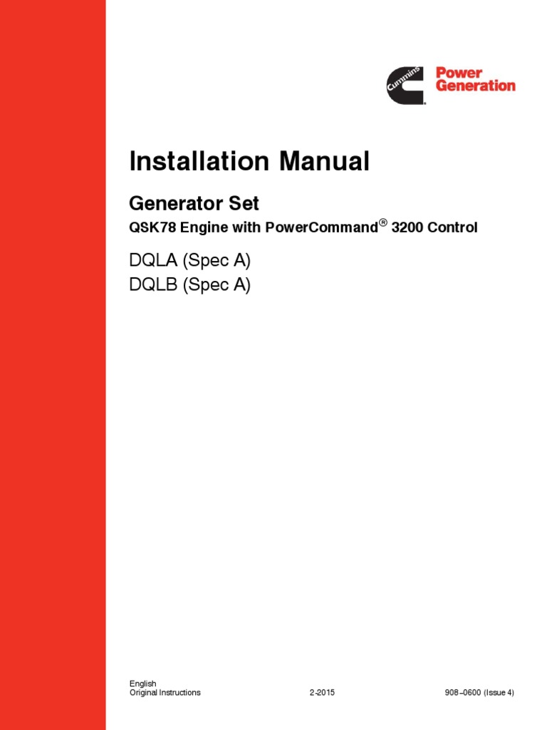Installation Manual: Generator Set | PDF | Electric Generator | Screw