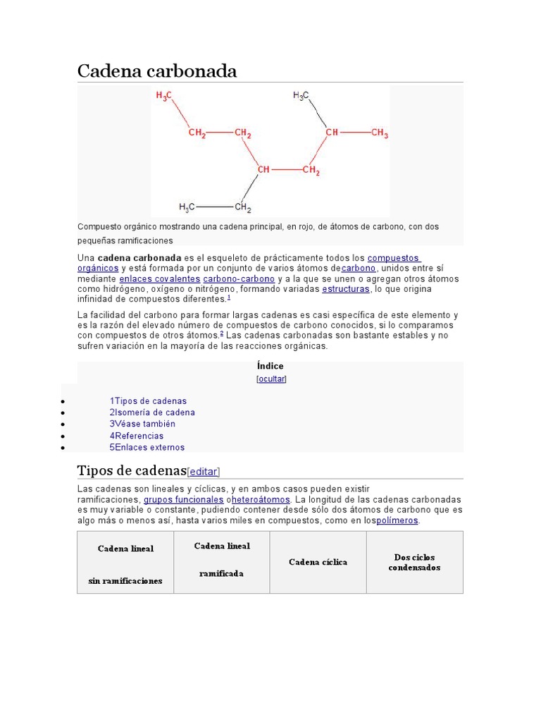Cadena Carbonada PDF Isómero Compuestos químicos