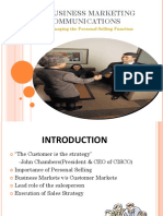 Business Marketing Communications: Managing The Personal Selling Function