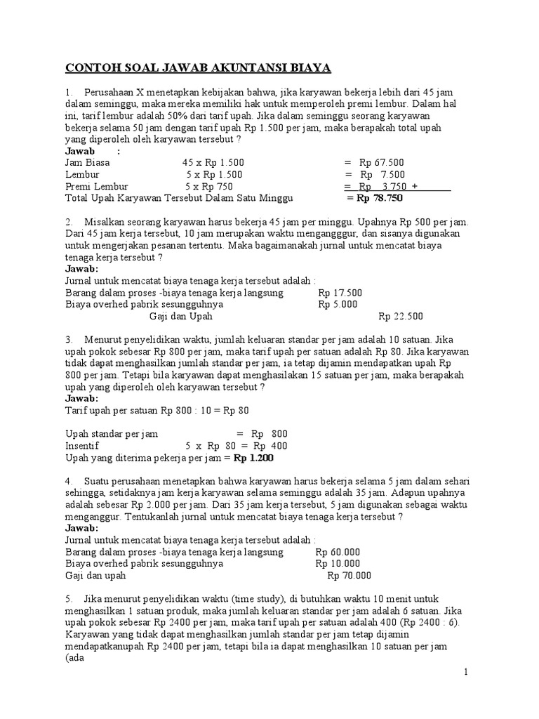 Contoh Soal Jawab Akuntansi Biaya Pdf