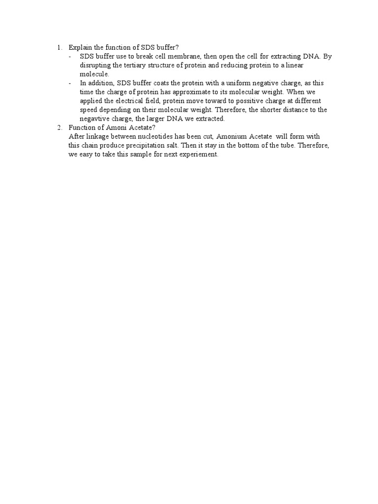 Explain The Function of SDS Buffer PDF