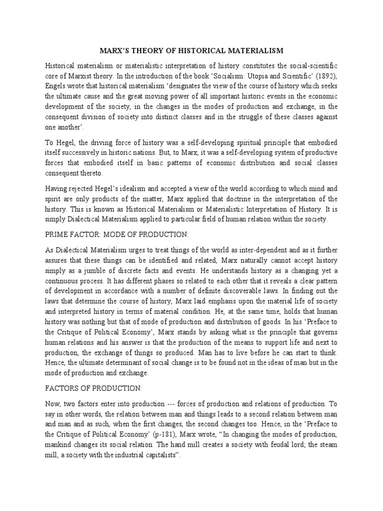 Marx's Historical Materialism Explained | PDF | Materialism | Karl Marx