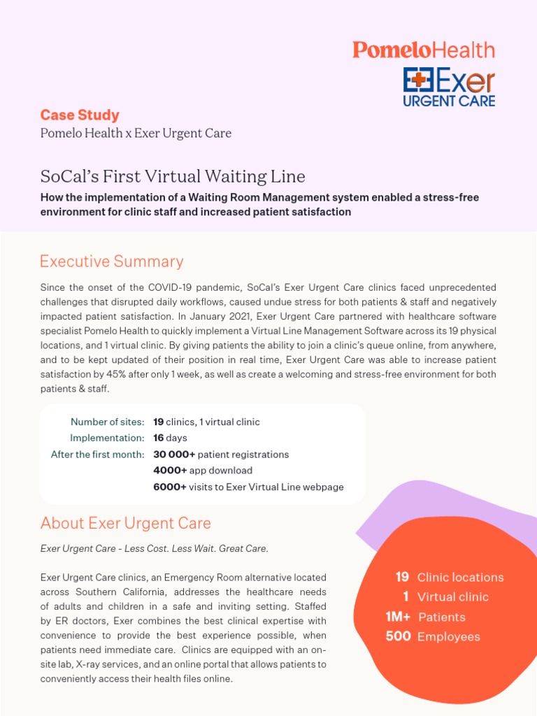 Case Study Pomelo Health X Exer PDF Clinic Patient