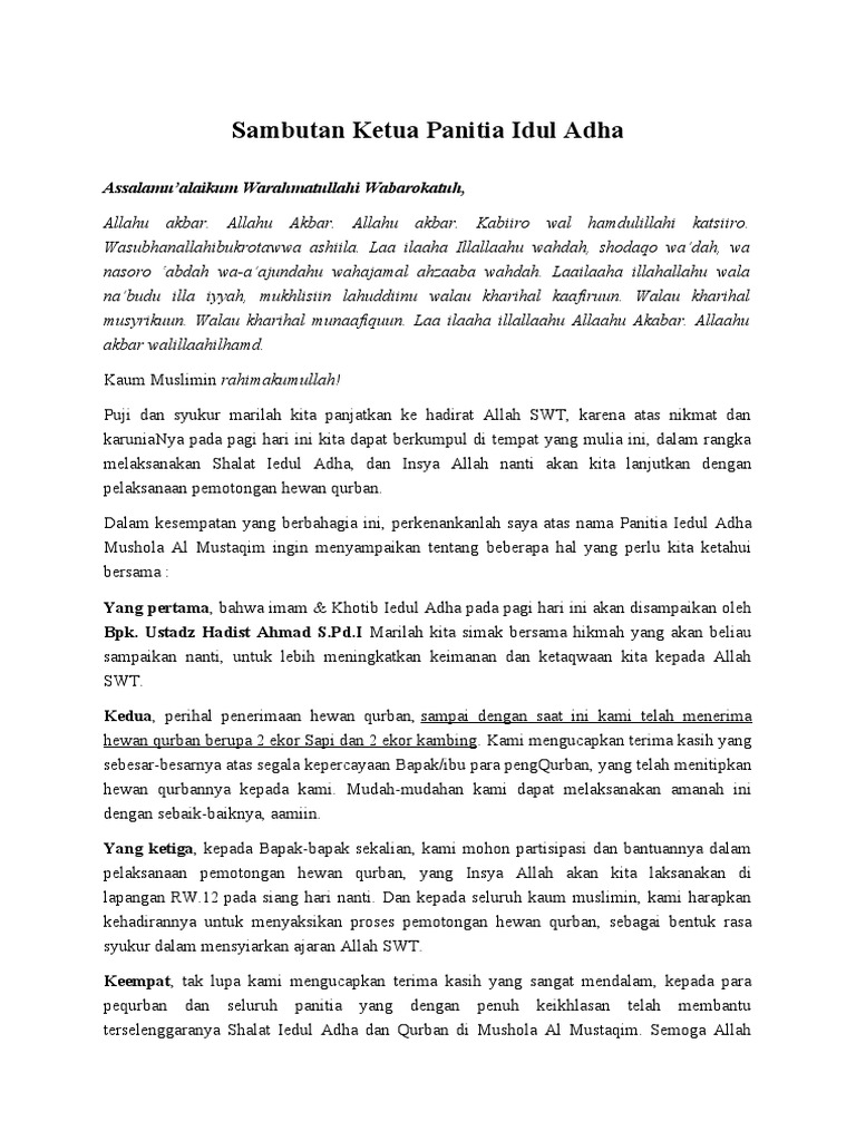 Teks Mc Panitia Qurban