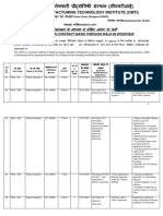 Central Manufacturing Technology Institute (Cmti) : Recruitment On Contract Basis Through Walk-In Interview