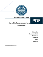 NUST Business School: Course Title: Fundamentals of Econometrics Assignment#1