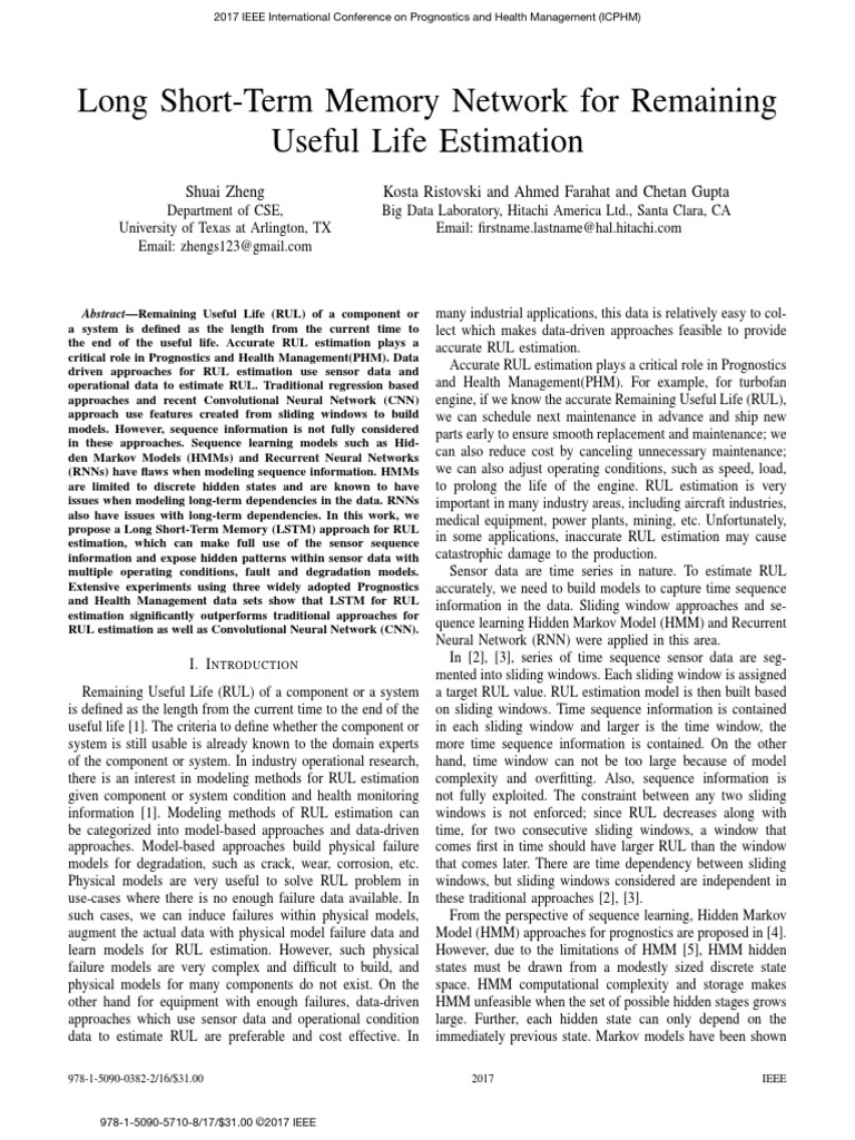 Long Short-Term Memory Network For Remaining Useful Life Estimation ...