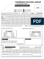 Duplicate Marks Sheet Form (A4)