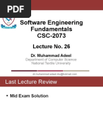 Software Engineering Fundamentals CSC-2073: Lecture No. 26