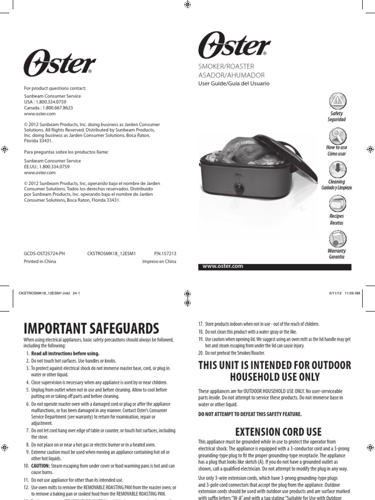 Oster Smoker User Manual Pdf Smoking Cooking Roasting