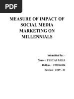 Measure of Impact of Social Media Marketing On Millennials